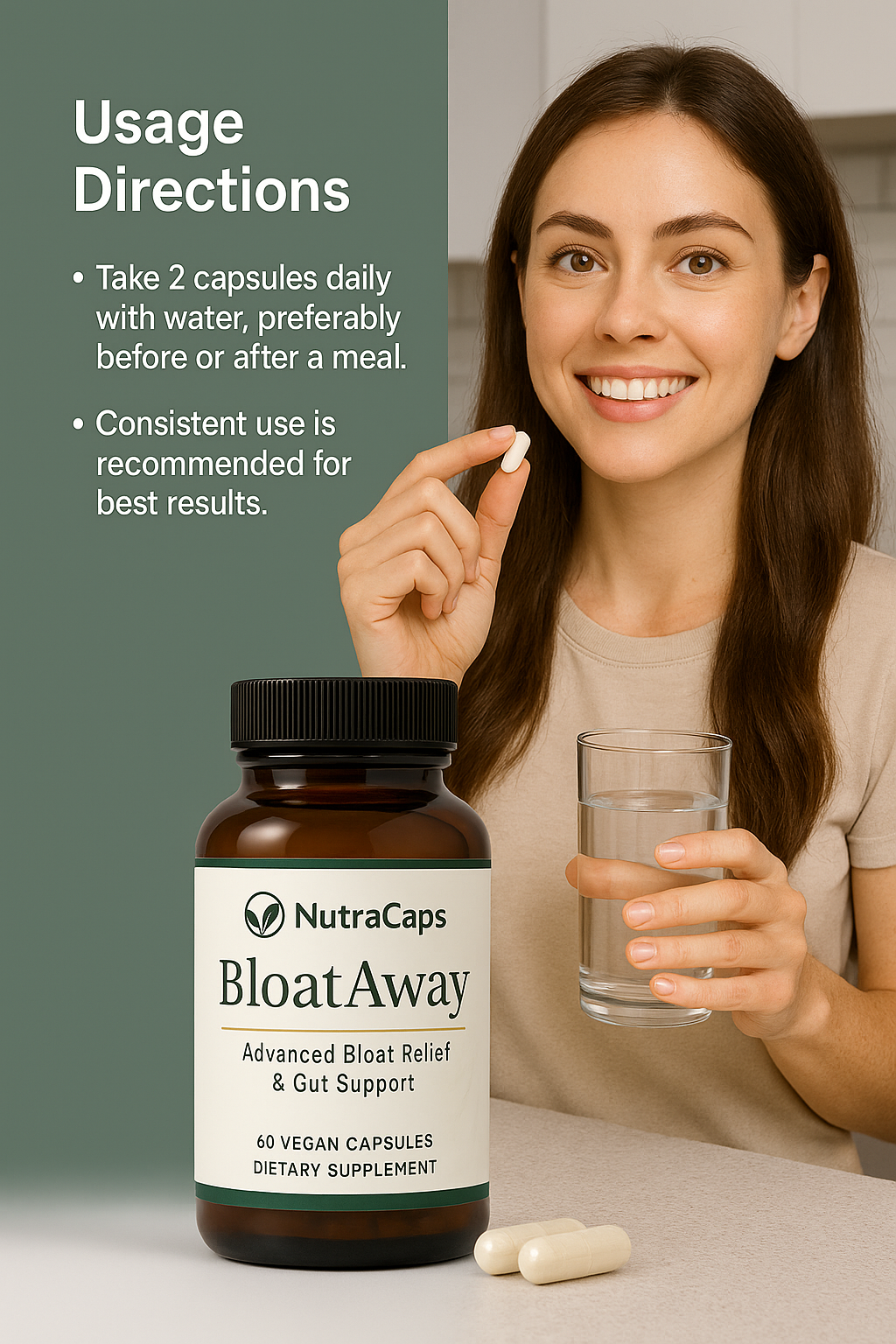 NutraCaps BloatAway – 60 Capsules | Bloat Relief, Gut Health, Digestive Enzymes & Probiotics