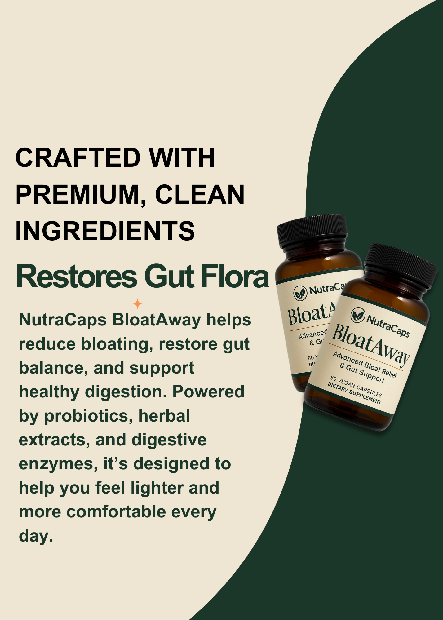 NutraCaps BloatAway – 60 Capsules | Bloat Relief, Gut Health, Digestive Enzymes & Probiotics